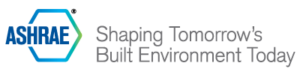 Ashrae logo with tagline: shaping tomorrow's built environment today